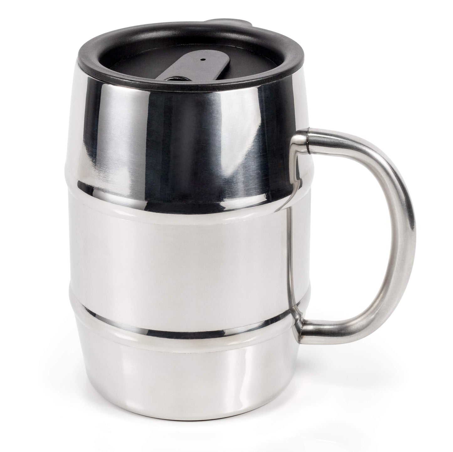 MASON FORGE Stainless Steel Double Walled Vacuum Insulated | 16.9 Ounce Barrel Mug with Handle | HOT or COLD Beverages | Beer Stein, Coffee Cup, Whiskey Tumbler, Moscow Mule | Travel Mug Closeable Lid